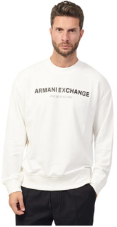 Armani Exchange Biologisch Katoenen French Terry Sweatshirt Armani Exchange , White , Heren - 2XL