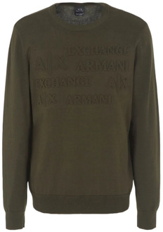 Armani Exchange Biologisch katoenen trui met geribbelde details Armani Exchange , Green , Heren - 2Xl,Xl,L,M,S