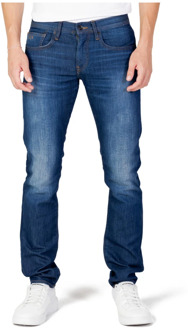 Armani Exchange Blauwe effen jeans met ritssluiting en knoopsluiting Armani Exchange , Blue , Heren - W29 L32