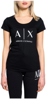 Armani Exchange Casual Dames T-shirt Lente/Zomer Collectie Armani Exchange , Black , Dames - Xl,L,M,S,Xs