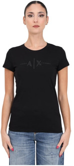 Armani Exchange Geborduurd Logo Zwart T-shirt Armani Exchange , Black , Dames - Xl,L,M,S