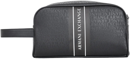 Armani Exchange Glanzende Logo Pochette Zwarte Tas Armani Exchange , Black , Heren - ONE Size