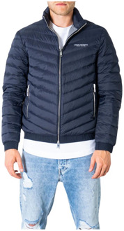 Armani Exchange Heren Blauwe Blazer met Rits Armani Exchange , Blue , Heren - 2Xl,Xl,L,M,S