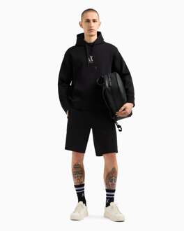 Armani Exchange Heren Geborduurd A|X Centraal Logo Pullover Hoodie Zwart