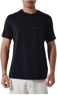 Armani Exchange Katoenen T-shirt met borstlogo Armani Exchange , Blue , Heren - 2Xl,Xl,L,M,S
