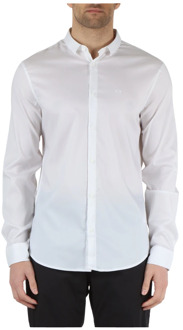 Armani Exchange Klassieke Lange Mouw Lyocell Overhemd Armani Exchange , White , Heren - Xl,S