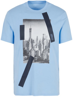 Armani Exchange Korte Mouw Fantasie T-shirt Armani Exchange , Blue , Heren - Xl,L,M,S