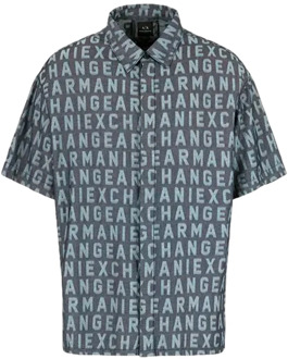 Armani Exchange Logo Print Regular Fit Overhemd Armani Exchange , Multicolor , Heren - Xl,L,M,S