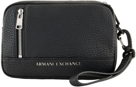 Armani Exchange Monochrome Clutch met Ritssluiting Armani Exchange , Black , Heren - ONE Size