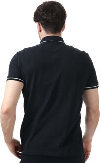 Armani Exchange poloshirt met logo en contrasterende bies voor heren, marineblauw Navy