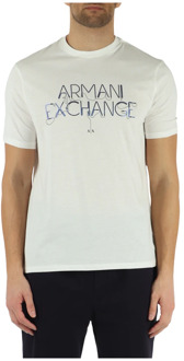 Armani Exchange Regular Fit Katoenen T-shirt met Verhoogd Logo Armani Exchange , White , Heren - M,S