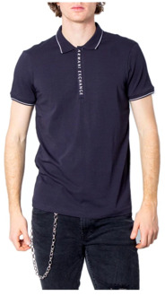 Armani Exchange Regular fit polo met halve rits Donkerblauw