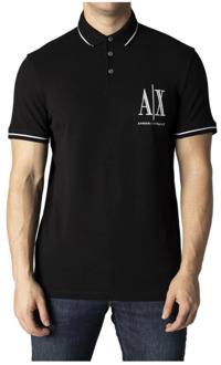 Armani Exchange Regular fit polo van piqué katoen met logo Zwart - S