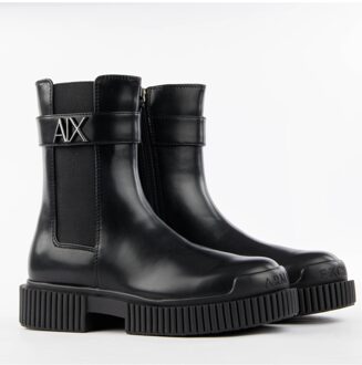 Armani Exchange signature AX enkellaarsjes voor dames Zwart - EU 38
