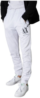 Armani Exchange Slim fit cropped joggingbroek met logoborduring Wit