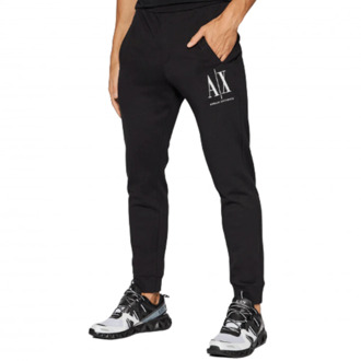 Armani Exchange Slim fit cropped joggingbroek met logoborduring Zwart