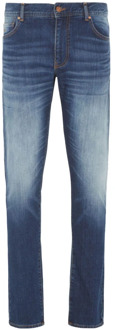 Armani Exchange Slim Fit Hoge Taille Blauwe Denim Jeans Armani Exchange , Blue , Heren - W29,W40,W30