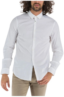 Armani Exchange Slim-Fit Popeline Casual Overhemd Armani Exchange , White , Heren - XL
