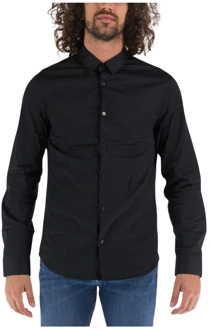 Armani Exchange Slim-Fit Popeline Overhemd Armani Exchange , Black , Heren - Xl,M,S
