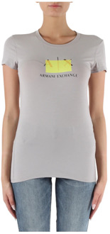 Armani Exchange Stretch Katoen Slim Fit Logo T-shirt Armani Exchange , Gray , Dames - Xl,L,M,S