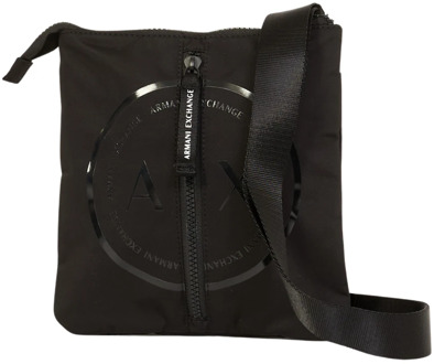Armani Exchange Verstelbare schoudertas met cirkelvormig logo Armani Exchange , Black , Heren - ONE Size