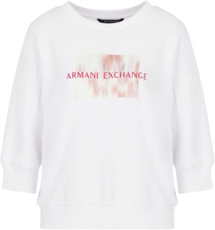 Armani Exchange Women's Armani Exchange Crewneck Sweatshirt in White - maat Wit