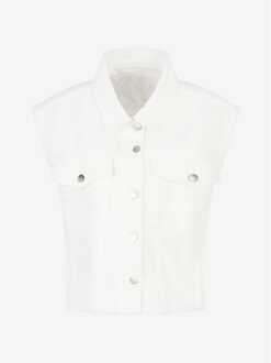 Armani Exchange Women's Armani Exchange Sleeveless Denim Jacket in White Wit