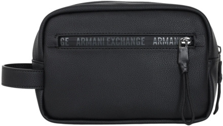 Armani Exchange Zwarte Heren Ritszijde Handvat Pouch Armani Exchange , Black , Heren - ONE Size
