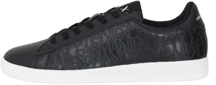 Armani Exchange Zwarte lage profiel sneakers met reliëf logo print Armani Exchange , Black , Heren - 40 EU
