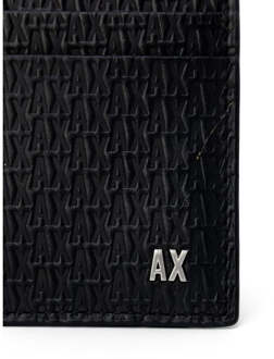 Armani Exchange Zwarte Leren Portemonnee - One Size