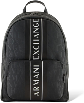 Armani Exchange Zwarte Rugzak met Logoband Armani Exchange , Black , Heren - ONE Size