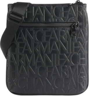 Armani Exchange Zwarte Schoudertas Stijlvol Minimalistisch Logo Armani Exchange , Black , Heren - ONE Size