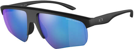 Armani Exchange zwarte zonnebril met blauwe spiegellens
