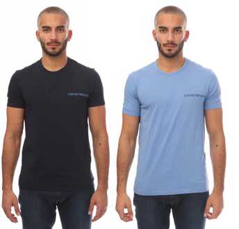 Armani Heren Armani 2 Pack Crew Neck T-Shirts in zwart blauw - maat L Zwart/blauw