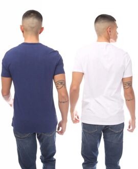 Armani Heren Crew Neck Lounge T-shirt (Set van 2) (Blauw/Wit)