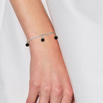 Armband 5 Crystal Crystal Breloques Black Silver 925 Zilver