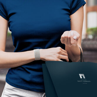 Armband 5 Rijen Echte Zoetwaterperlen - 4 mm Grijs