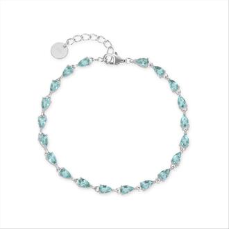 armband, 925 sterling zilver, muanyala en smaragd kubieke zirkonia, gerhodineerd afgewerkt Groen - One Size