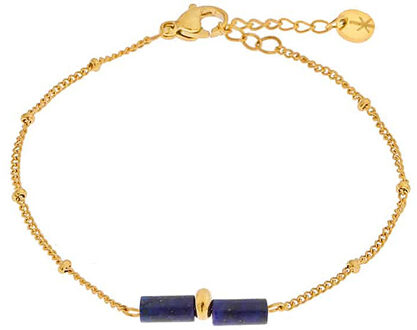 Armband blue tube gold Blauw - One size
