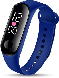 Armband Digitale Horloge Voor Kinderen Kids Led Sport Horloges Vrouwen Mannen Unisex Siliconen Elektronische Horloge Jongens Meisjes Klok diep blauw