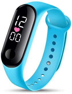 Armband Digitale Horloge Voor Kinderen Kids Led Sport Horloges Vrouwen Mannen Unisex Siliconen Elektronische Horloge Jongens Meisjes Klok licht blauw