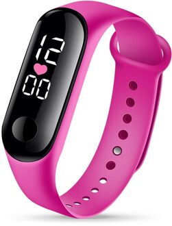 Armband Digitale Horloge Voor Kinderen Kids Led Sport Horloges Vrouwen Mannen Unisex Siliconen Elektronische Horloge Jongens Meisjes Klok roos rood