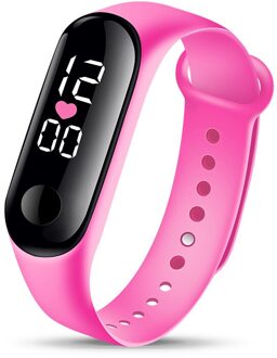 Armband Digitale Horloge Voor Kinderen Kids Led Sport Horloges Vrouwen Mannen Unisex Siliconen Elektronische Horloge Jongens Meisjes Klok roze