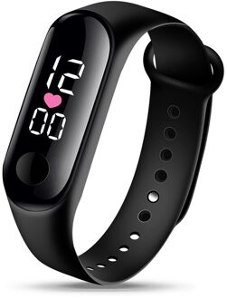 Armband Digitale Horloge Voor Kinderen Kids Led Sport Horloges Vrouwen Mannen Unisex Siliconen Elektronische Horloge Jongens Meisjes Klok zwart