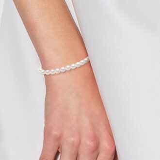 Armband Gekweekte Parels Zoetwater 5-6mm White Luxury Geel gouden gesp Wit