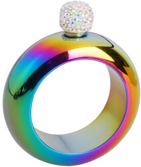 Armband Heupfles 3.5Oz Roestvrijstalen Heupfles Ring 100Ml Wijn Fles Whisky Alcohol Armband Fles Voor Bar Keuken kleurrijk