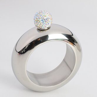 Armband Heupfles 3.5Oz Roestvrijstalen Heupfles Ring 100Ml Wijn Fles Whisky Alcohol Armband Fles Voor Bar Keuken zilver