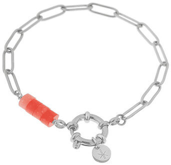 Armband hold on coral silver Oranje - One size