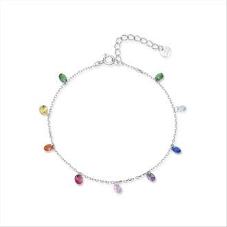 Armband in 925 sterling zilver met veelkleurige gerhodineerde zirkonia's - Rolcon - maat