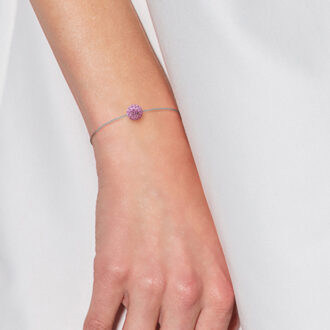 Armband ketting bol Crystal Preciosa 10-11 mm Pink Silver 925 - maat Zilver